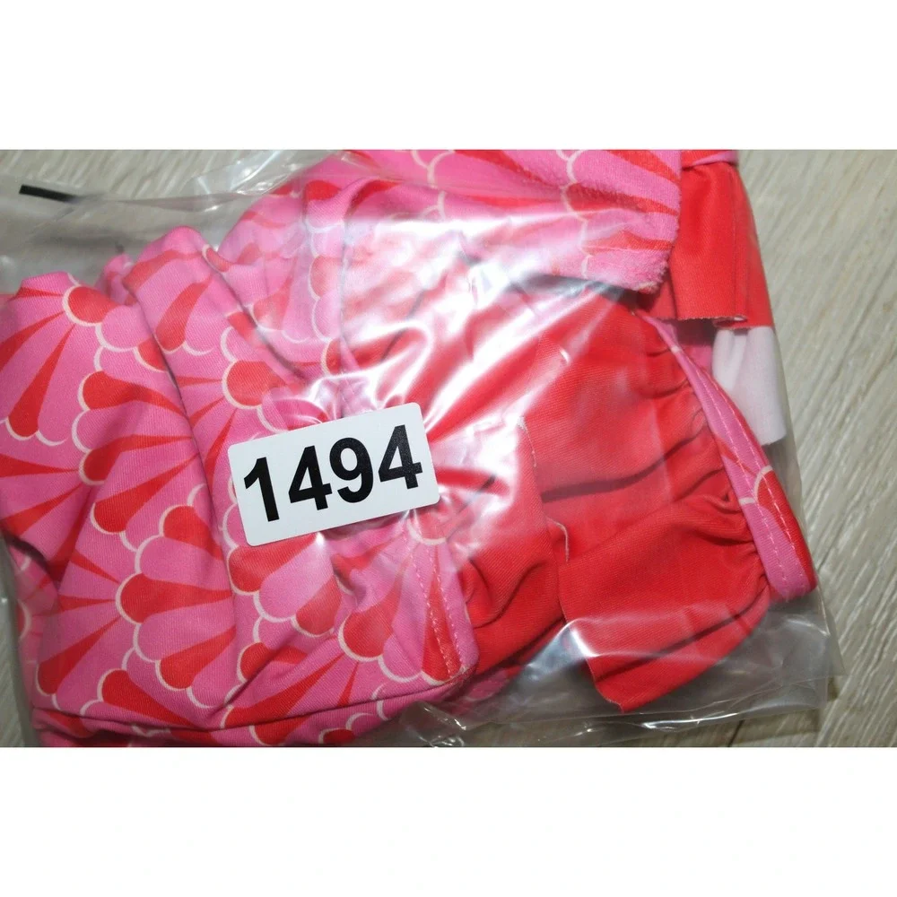 The Oaks Apparel Company Girls Pink Red Seashell Ruffle One‎ Piece Swimsuit 4Y